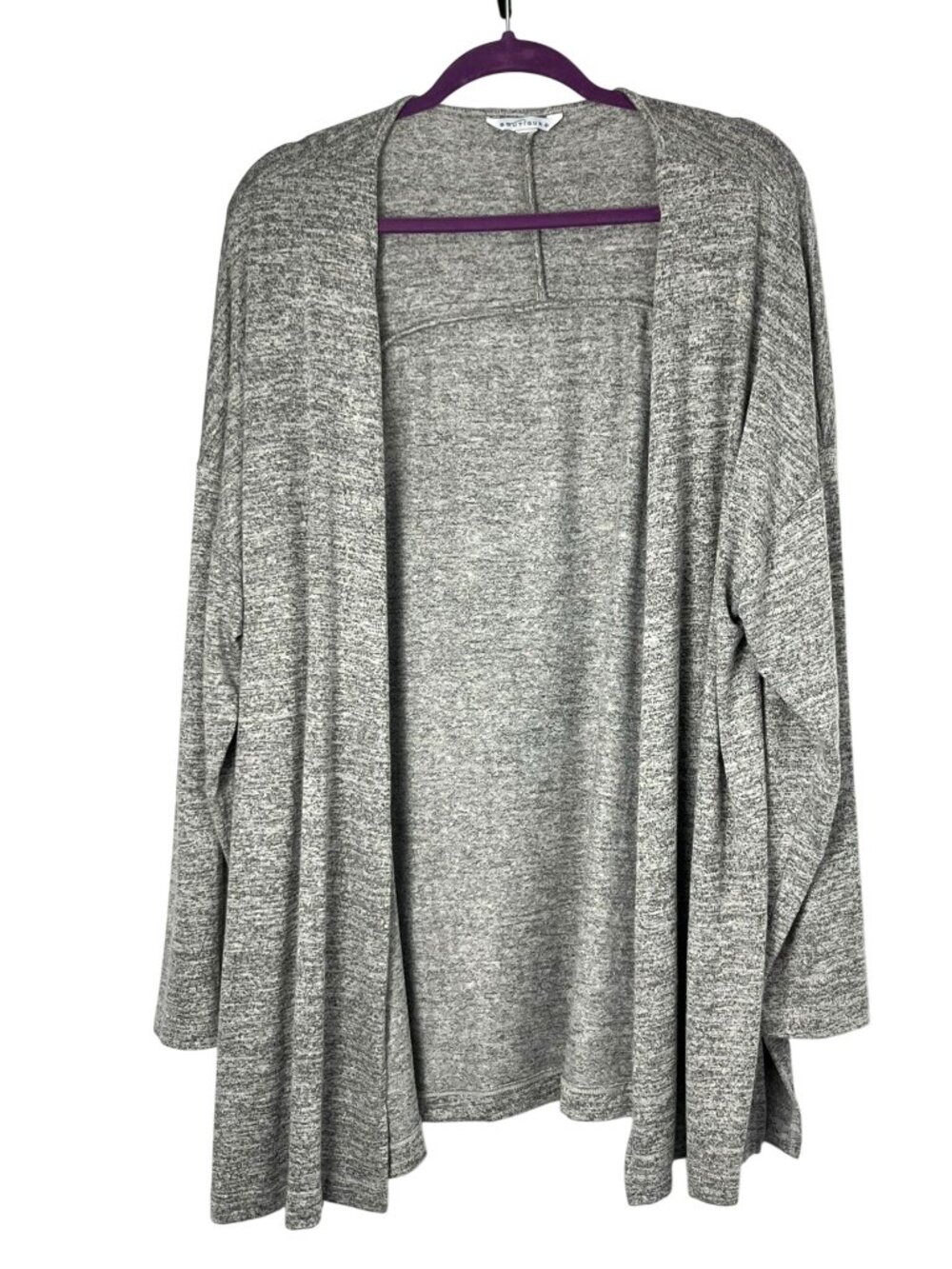 Boutique Women’s XL/1X? Open Front Long Cardigan Gray Knit Duster Used